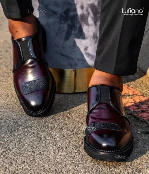 230 - Lufiano Slip On: Burgundy