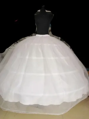 3 Hoops Big White Petticoat Crinoline Underskirt Slip For Wedding Bridal Quinceańera Ball Gown