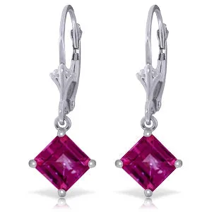 3.2 Carat 14K Solid White Gold Rely On Me Pink Topaz Earrings