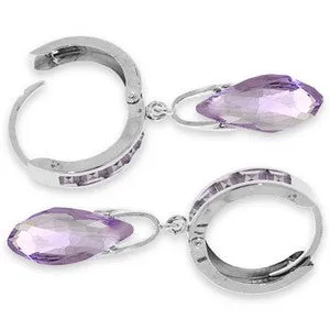 6.85 Carat 14K Solid White Gold Reign On Amethyst Earrings