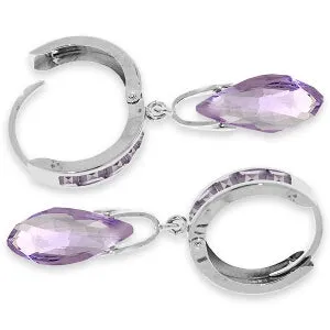 6.85 Carat 14K Solid White Gold Reign On Amethyst Earrings