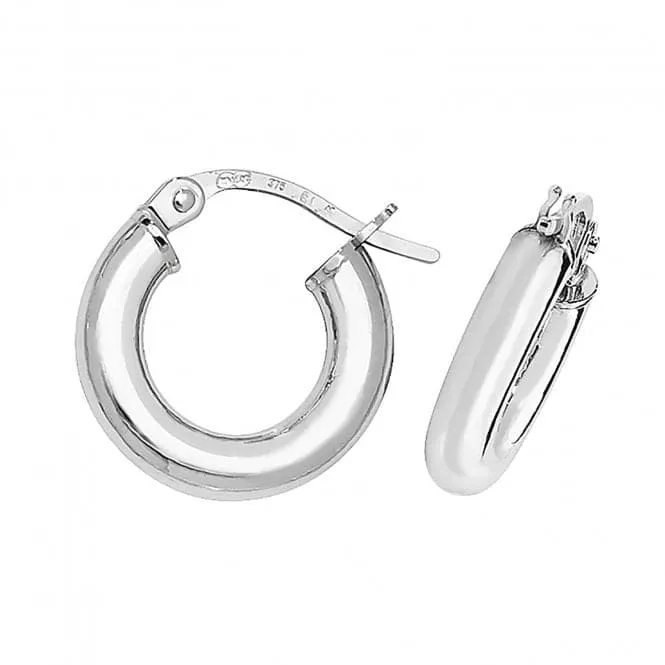 9CT White Gold 08mm Hoop Earrings ER380W