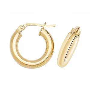 9ct Yellow Gold 10mm Hoop Earrings ER381