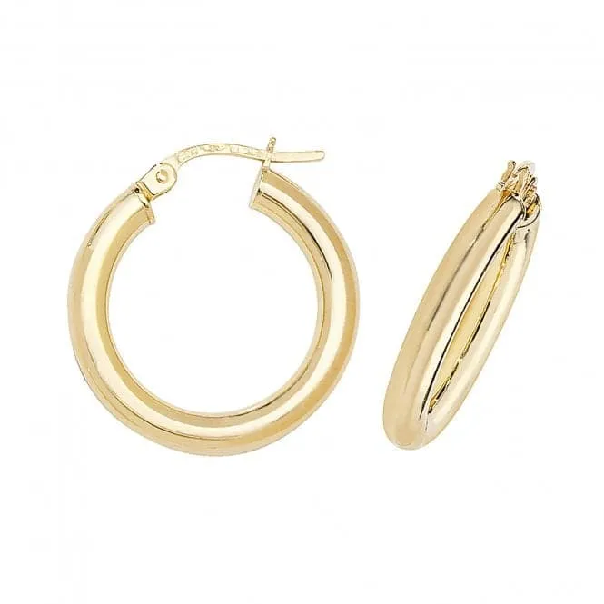 9ct Yellow Gold 15mm Hoop Earrings ER382