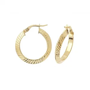 9ct Yellow Gold 15mm Hoop Earrings ER877