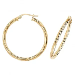 9ct Yellow Gold 25mm Hoop Earrings ER351