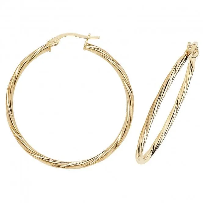 9ct Yellow Gold 30mm Hoop Earrings ER352