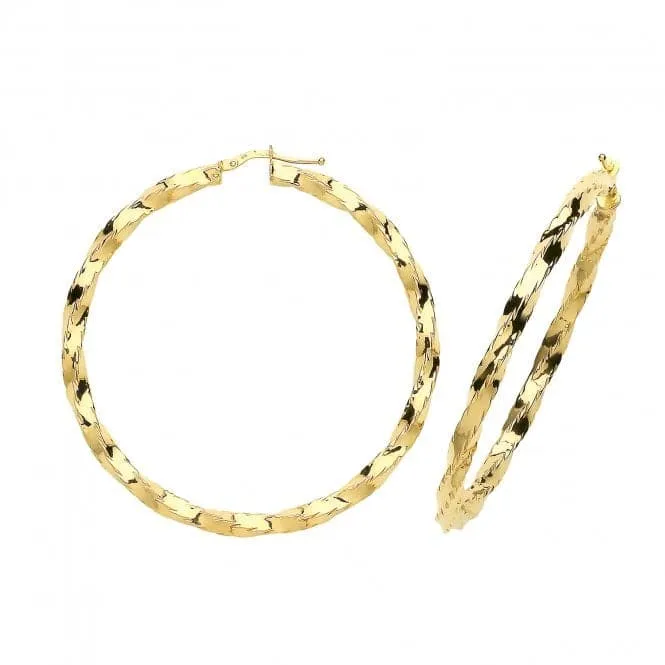 9ct Yellow Gold 50mm Hoop Earrings ER138