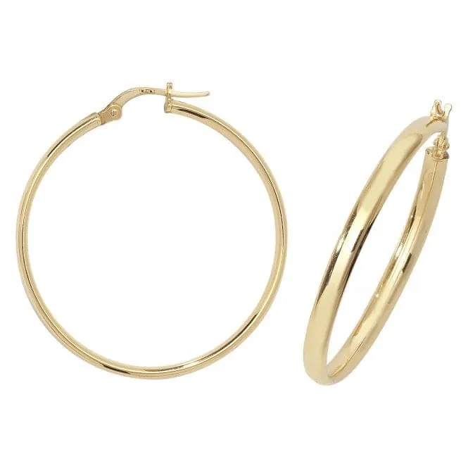 9ct Yellow Gold 50mm Hoop Earrings ER955