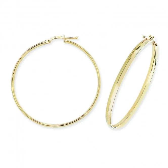 9ct Yellow Gold 50mm Hoop Earrings ER955