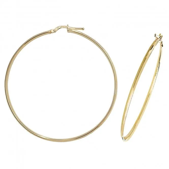 9ct Yellow Gold 50mm Hoop Earrings ER955