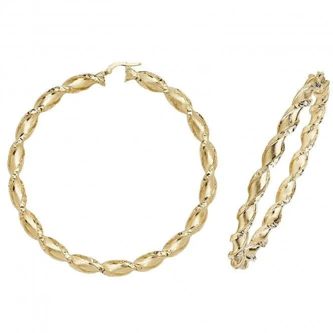 9ct Yellow Gold 60mm Double Circle Hoop Earrings ER990