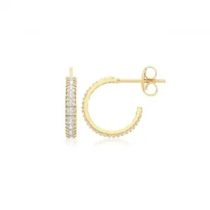 9ct  Yellow  Gold  Zirconia  Half  Hoop  Studs  ES747