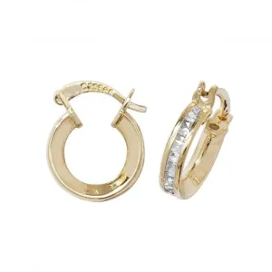 9ct Yellow Gold Zirconia Hoop Earrings ER085