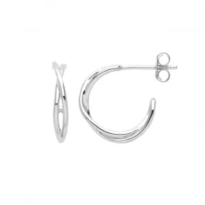 Acotis Silver Half Hoop Earrings Twisted G51319