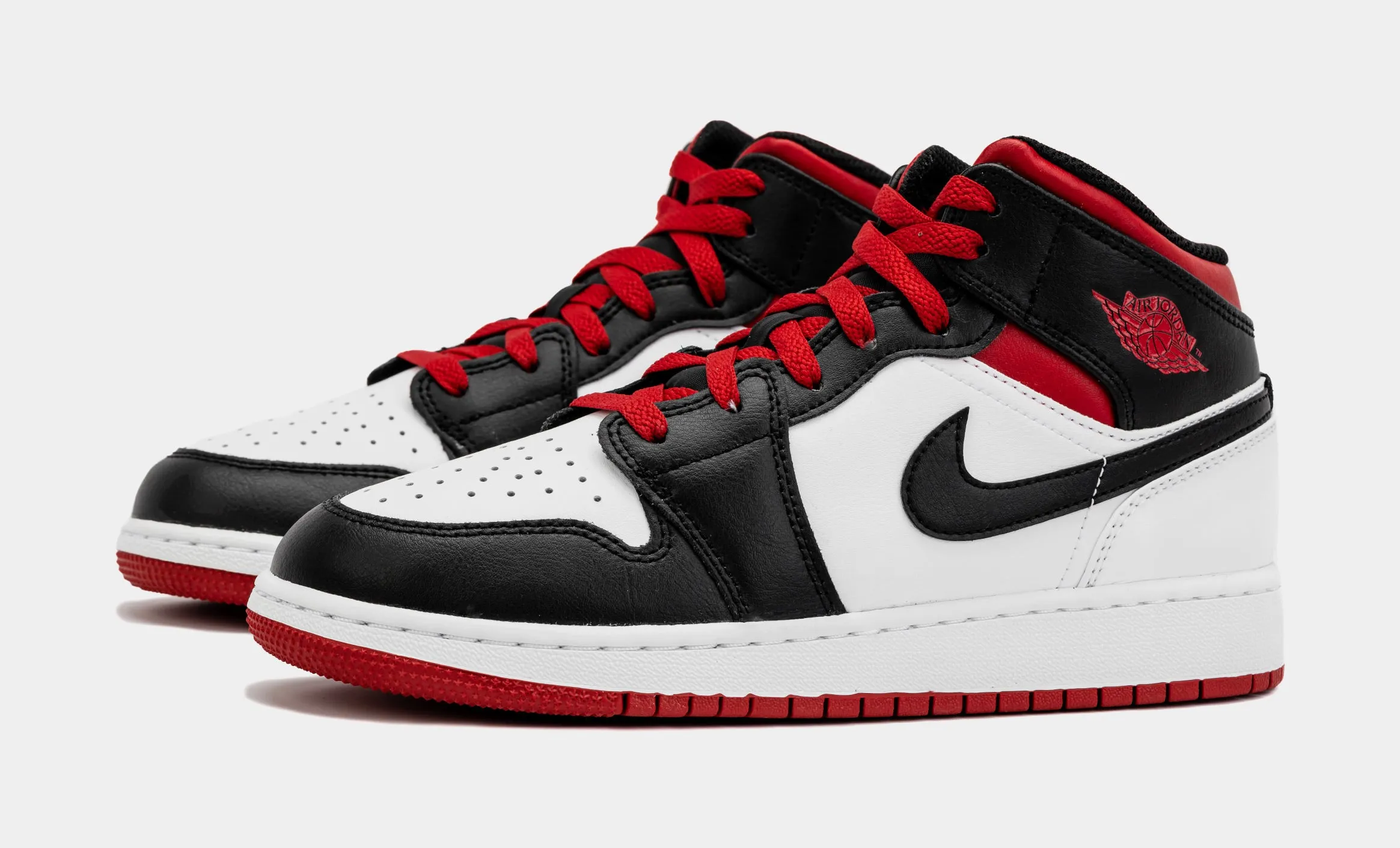 Air Jordan 1 Retro Mid Gym Red Grade School Lifestyle Shoes (Black/Red) Free Shipping