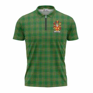 Alley Irish Clan Tartan Zipper Polo Shirt with Coat of Arms