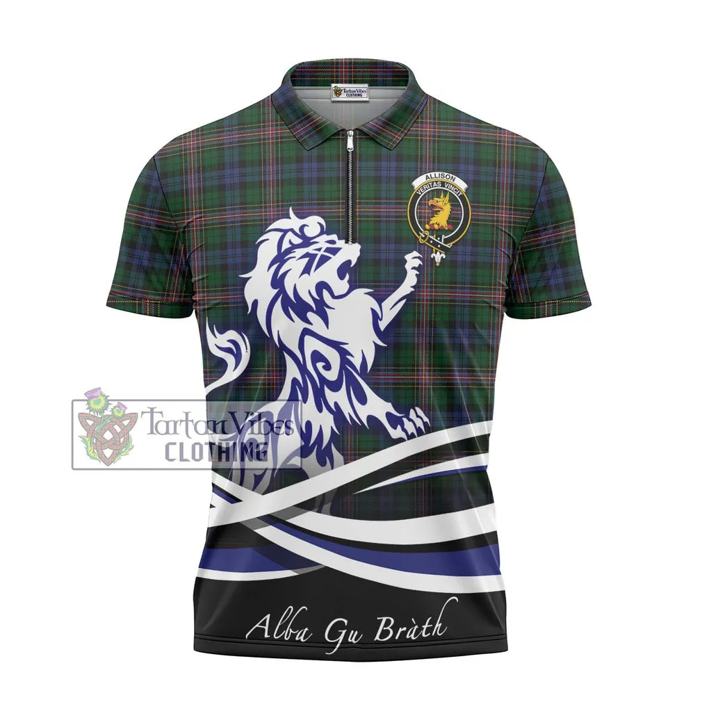 Allison Tartan Zipper Polo Shirt with Alba Gu Brath Regal Lion Emblem