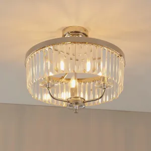 Amos Windsor Flush Chandelier Bright Nickel