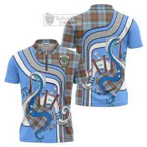 Anderson Ancient Tartan Zipper Polo Shirt with Epic Bagpipe Style