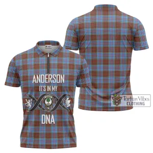 Anderson Modern Tartan Zipper Polo Shirt with Family Crest DNA In Me Style