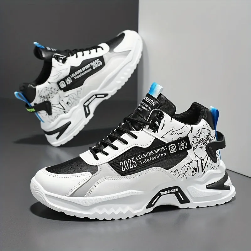 Anime High Top Men's Sneakers, Trendy Platform Shoes, Comfy Outdoor Jogging Workout Casual Activities