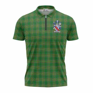 Annesley Irish Clan Tartan Zipper Polo Shirt with Coat of Arms