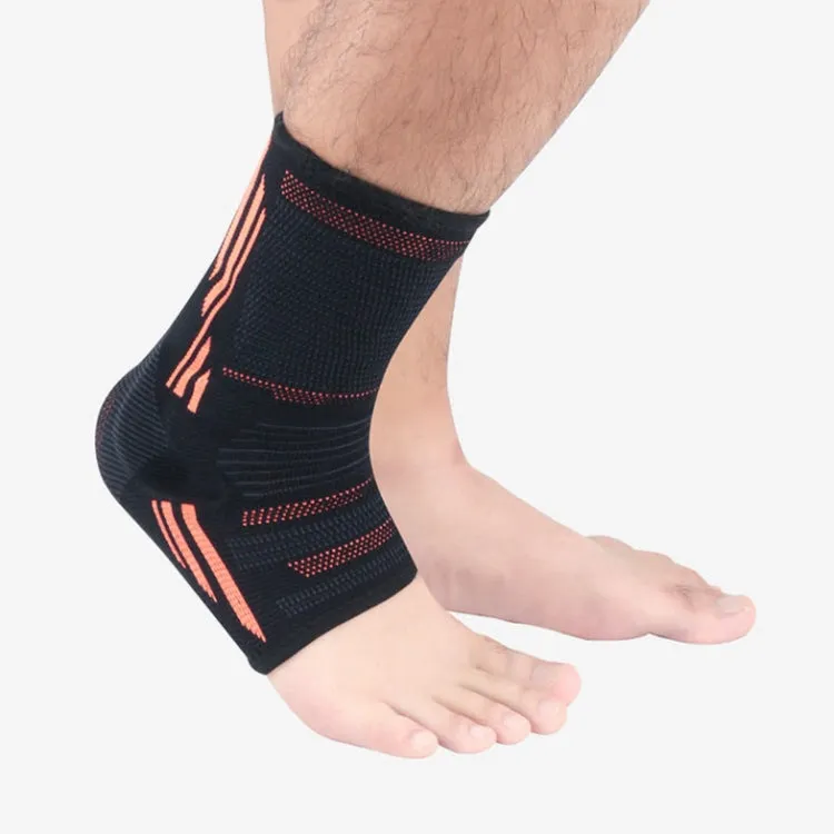 Anti-Sprain Silicone Ankle Support Basketball Football Hiking Fitness Sports Protective Gear, Size: M (Black Orange)