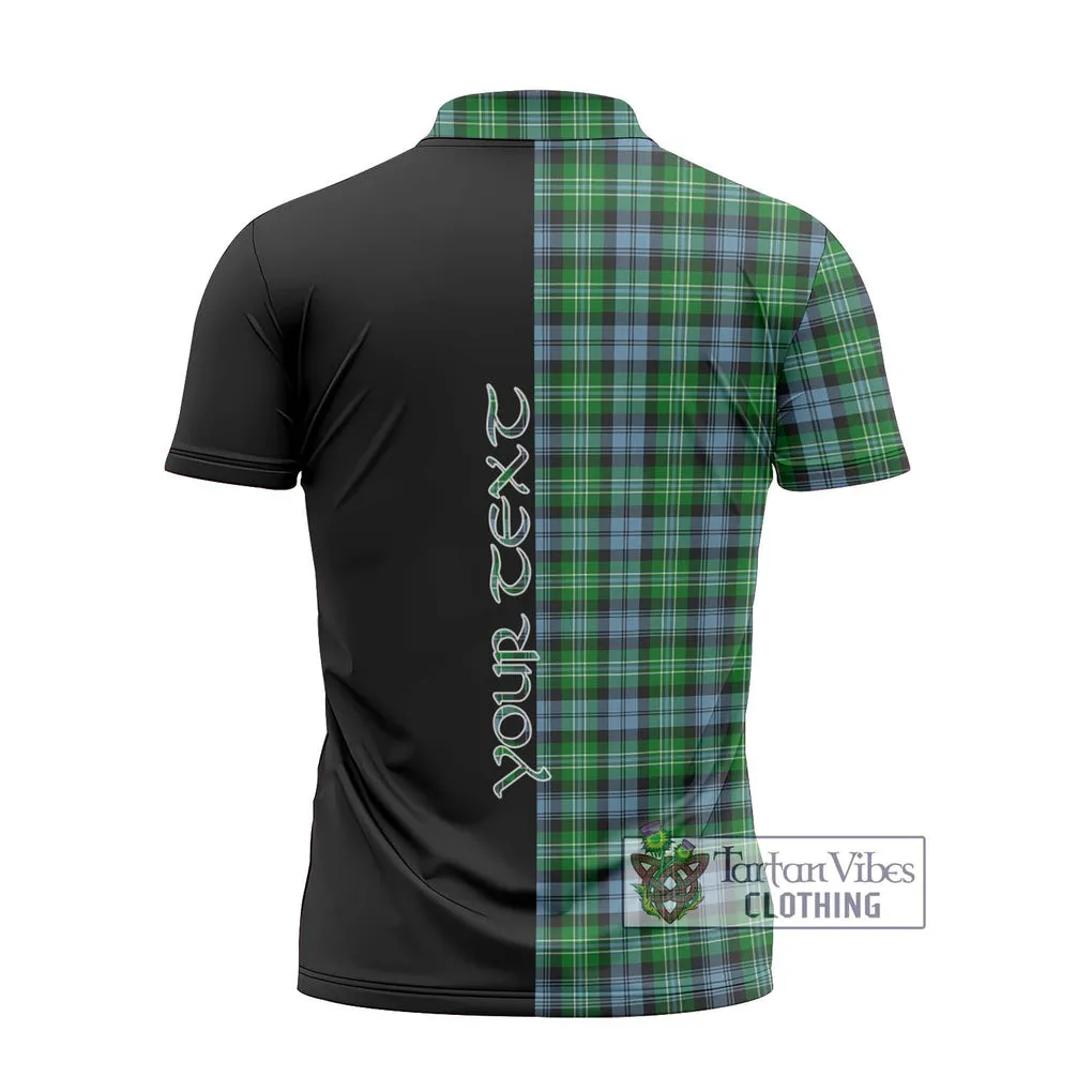 Arbuthnot Ancient Tartan Zipper Polo Shirt with Family Crest and Half Of Me Style