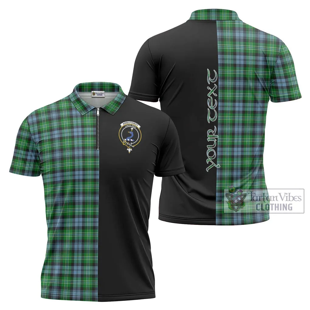 Arbuthnot Ancient Tartan Zipper Polo Shirt with Family Crest and Half Of Me Style