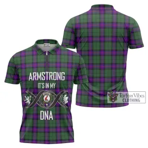 Armstrong Modern Tartan Zipper Polo Shirt with Family Crest DNA In Me Style