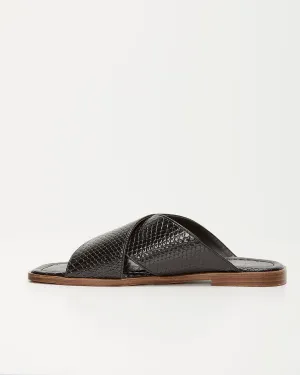 Avena Croc Embossed Slide Sandals