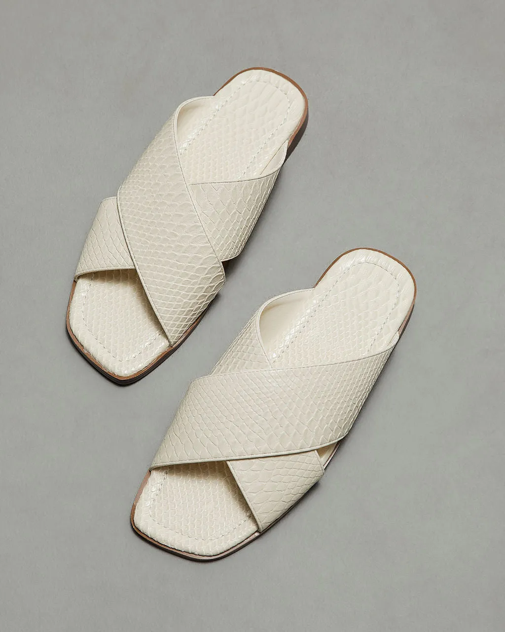 Avena Croc Embossed Slide Sandals