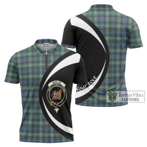 Baillie Ancient Tartan Zipper Polo Shirt with Family Crest Circle Style