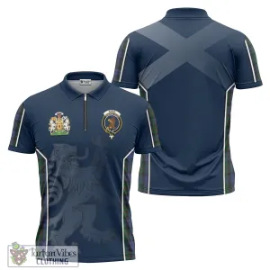 Baird Tartan Zipper Polo Shirt with Family Crest and Lion Rampant Vibes Sport Style