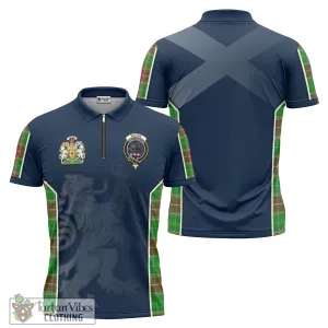 Baxter Modern Tartan Zipper Polo Shirt with Family Crest and Lion Rampant Vibes Sport Style