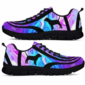 Beagle Hound Sneaker, Beagle Dog Lovers Blue Purple Wave Sneakers Gym Running Shoes Gift Women Men, Beagle Hound Shoes