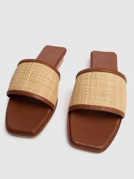 Bembien   10mm Ona leather &amp; raffia slides 