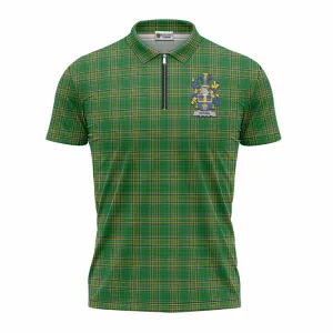 Bennis Irish Clan Tartan Zipper Polo Shirt with Coat of Arms