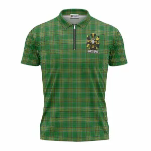 Best Irish Clan Tartan Zipper Polo Shirt with Coat of Arms