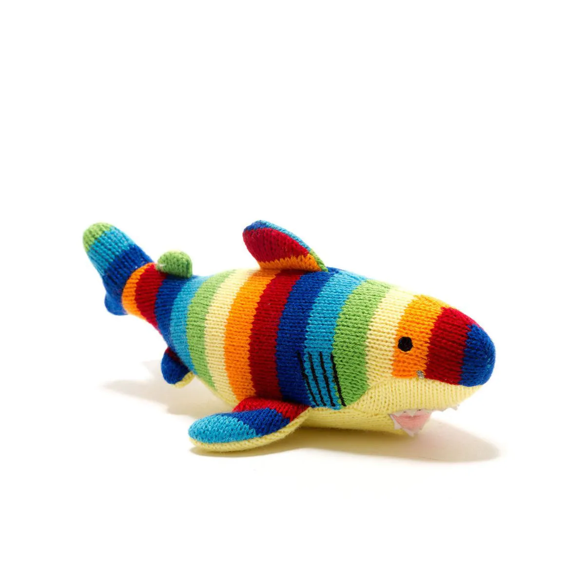 Best Years Knitted Shark Toy with Bold Stripes