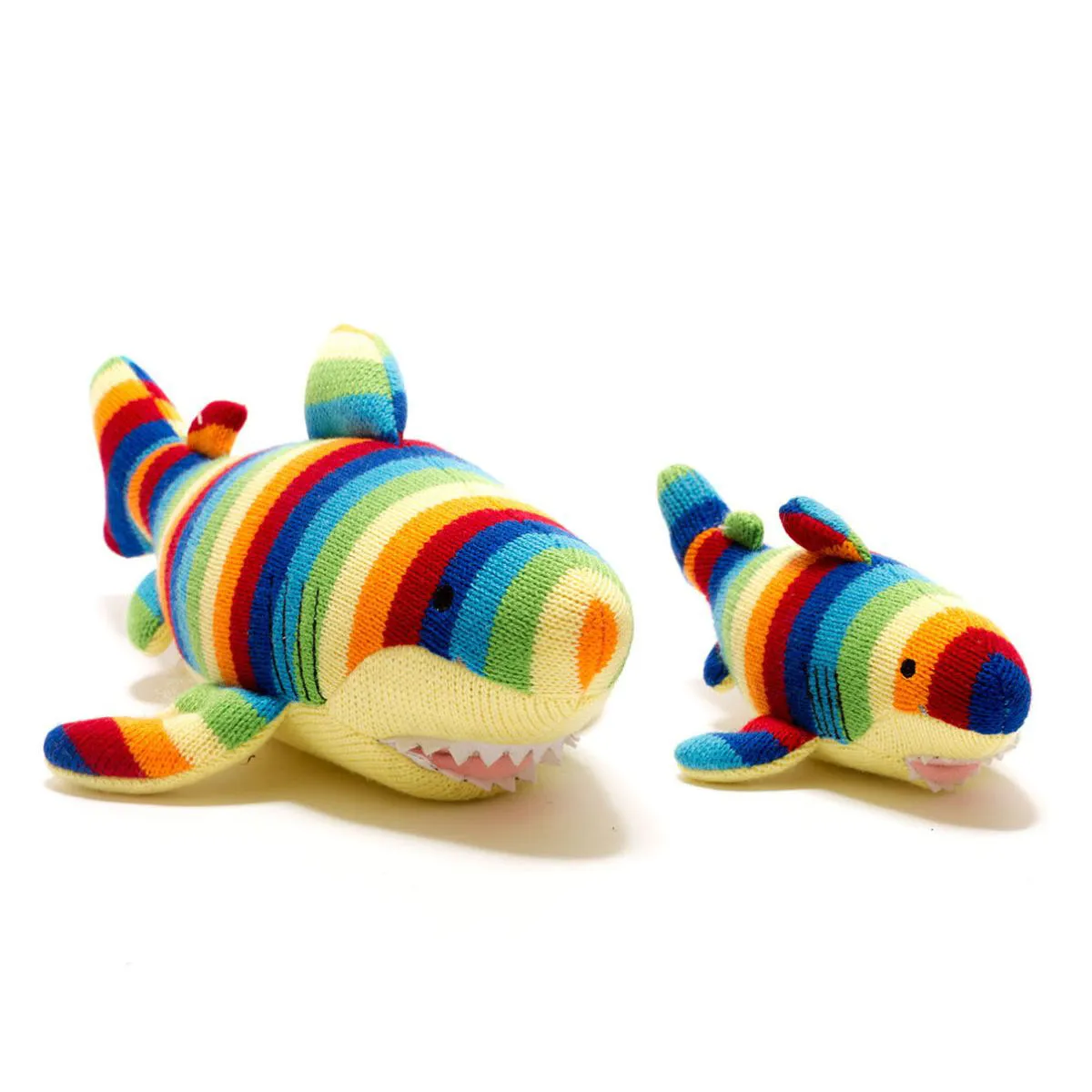 Best Years Knitted Shark Toy with Bold Stripes