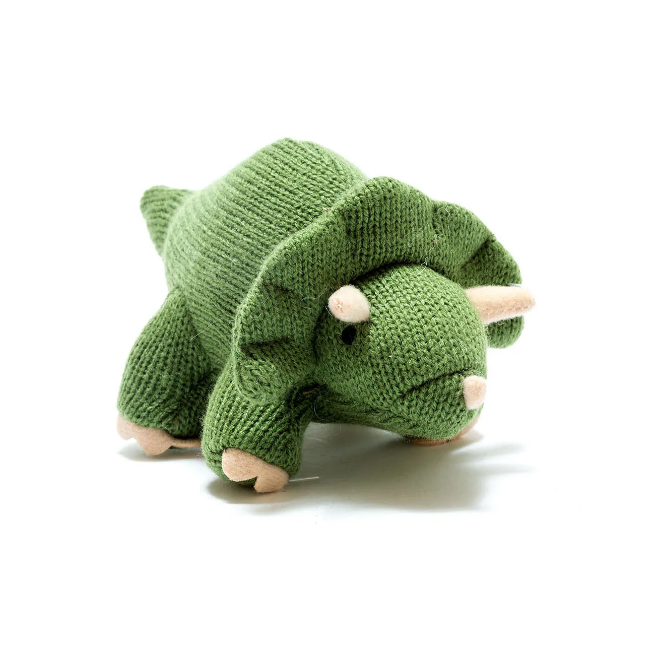 Best Years Ltd Knitted Triceratops Dinosaur Toy - Moss Green