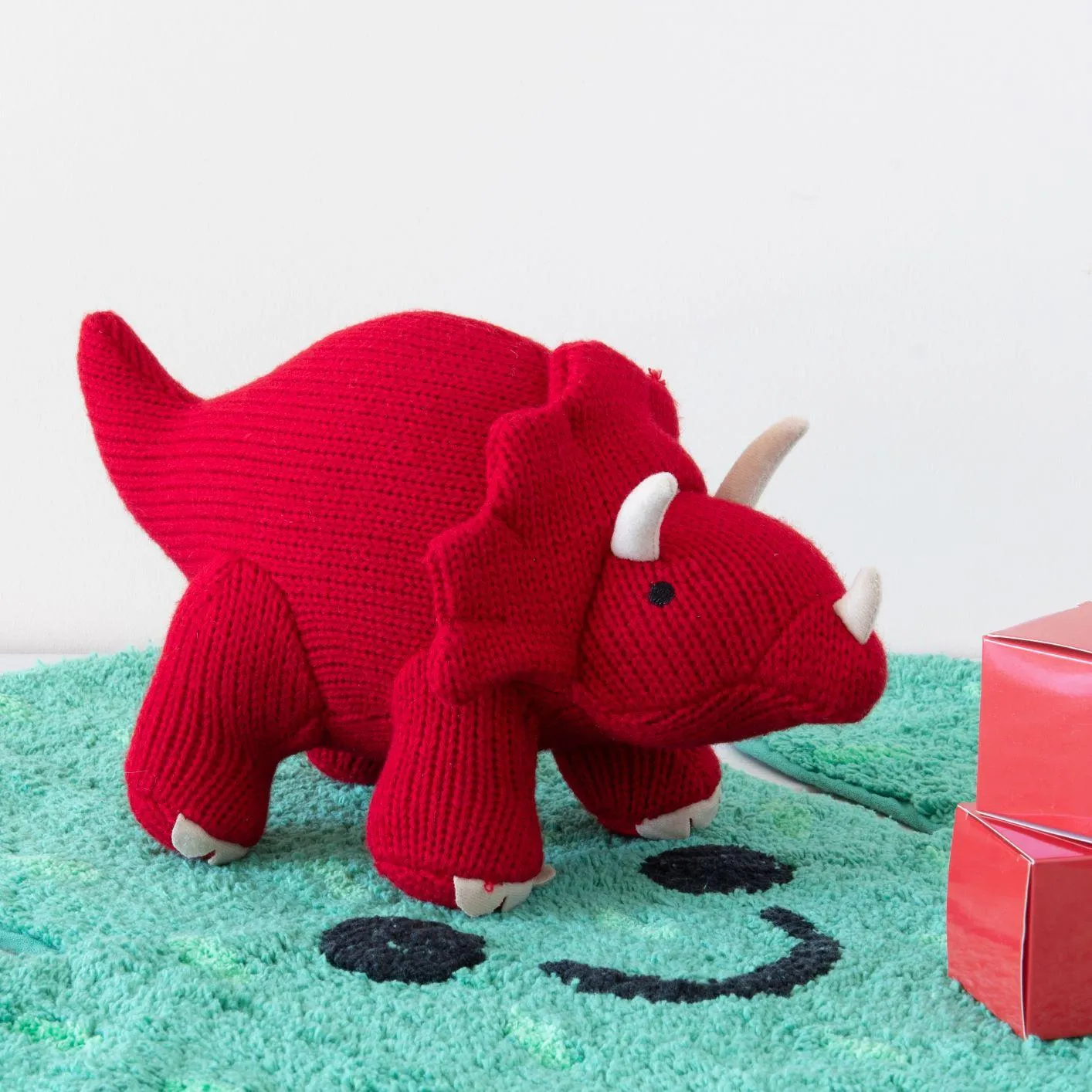 Best Years Ltd Knitted Triceratops Dinosaur Toy - Red