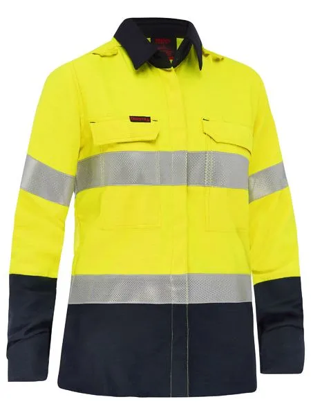 Bisley Apex 160 Women's Taped Hi Vis FR Ripstop Vented Shirt (BL8338T)