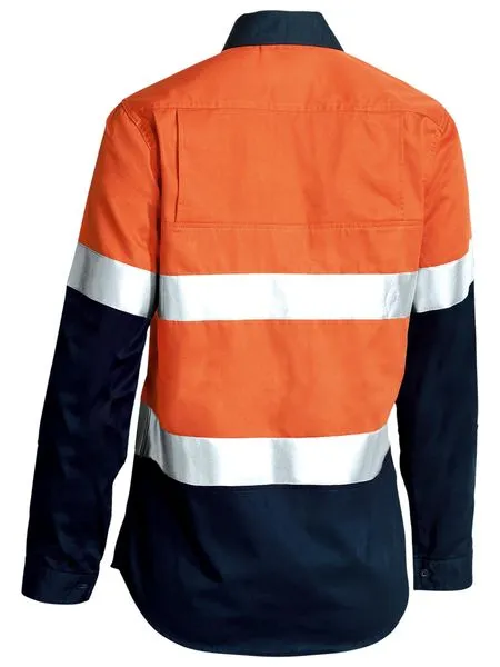 Bisley Womens 3M Taped Two Tone Hi Vis Cool Lightweight Shirt - Long Sleeve (BL6896)