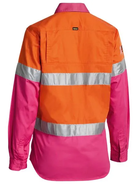 Bisley Women's Taped Hi Vis Cool Lightweight Drill Shirt (BL6696T)