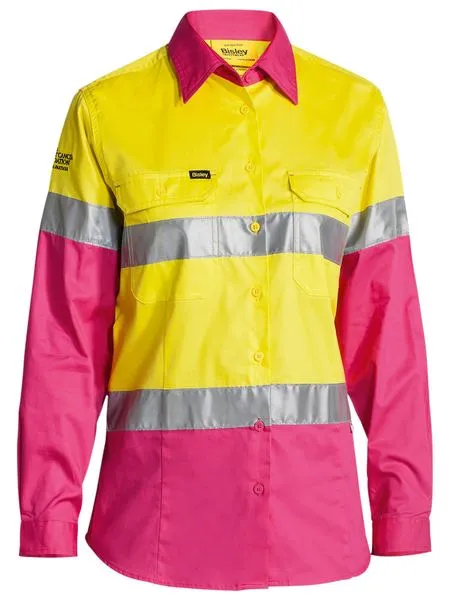 Bisley Women's Taped Hi Vis Cool Lightweight Drill Shirt (BL6696T)