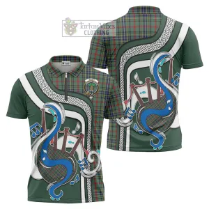 Bisset Tartan Zipper Polo Shirt with Epic Bagpipe Style