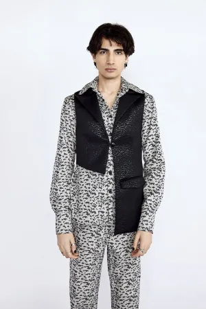 Black Armadillo Embossed Neoprene Asymmetric Waistcoat